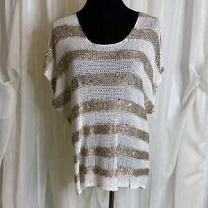 NWT Slonl Glittering Gold and White Striped Blouse
